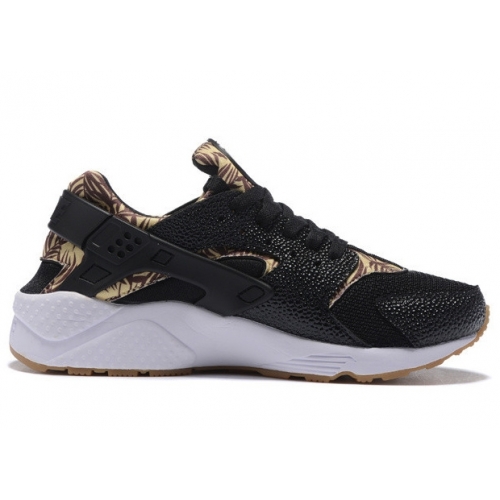 NK Air Huarache Black and Ocher (Floral)