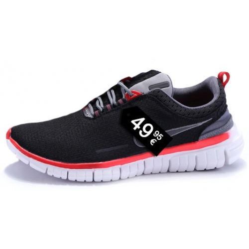 Zapatillas NK Free OG BR 2014 Negro, Gris y Rojo (Suela Blanca)